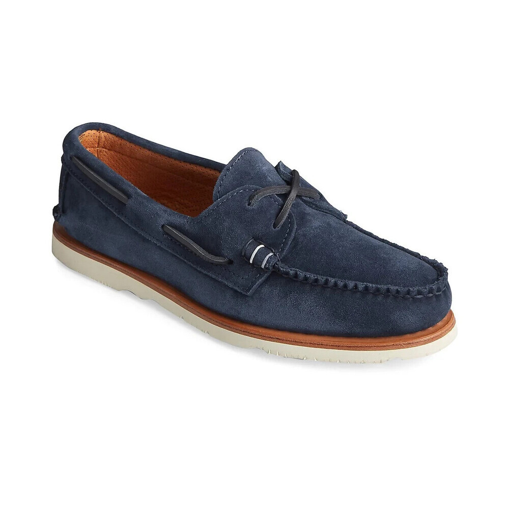Sperry Top-Sider Sunspel Mens 8 Navy Blue Suede 2-Eye Slip On Boat Shoe GAL434